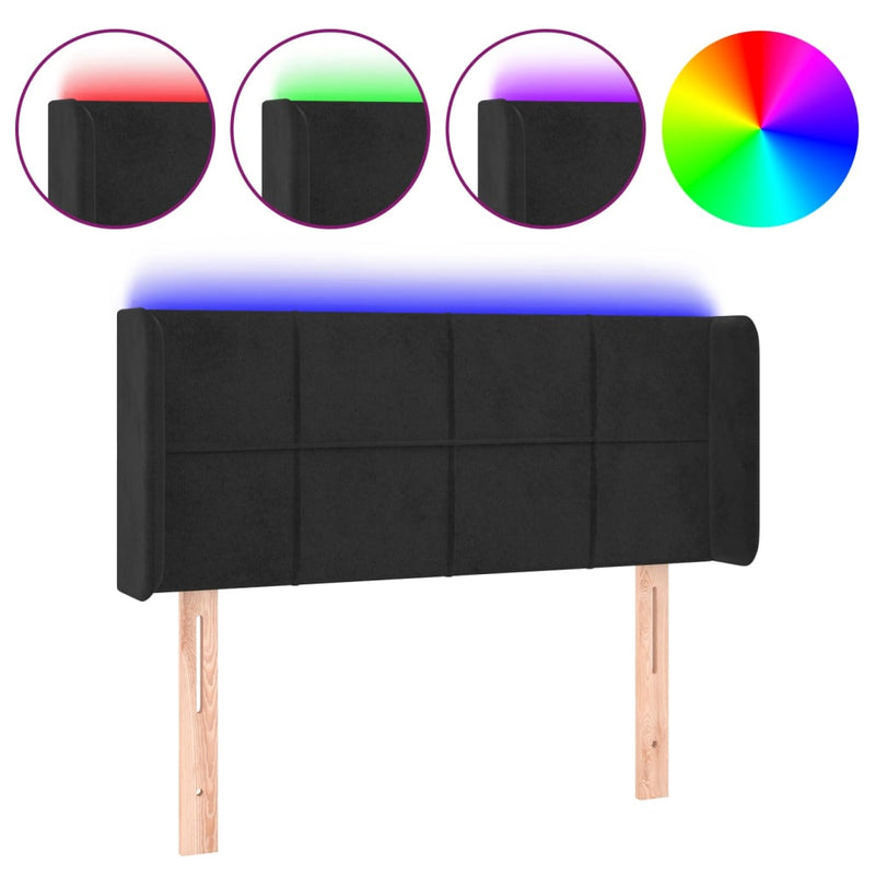 vidaXL fekete bársony LED-es fejtámla 93 x 16 x 78/88 cm