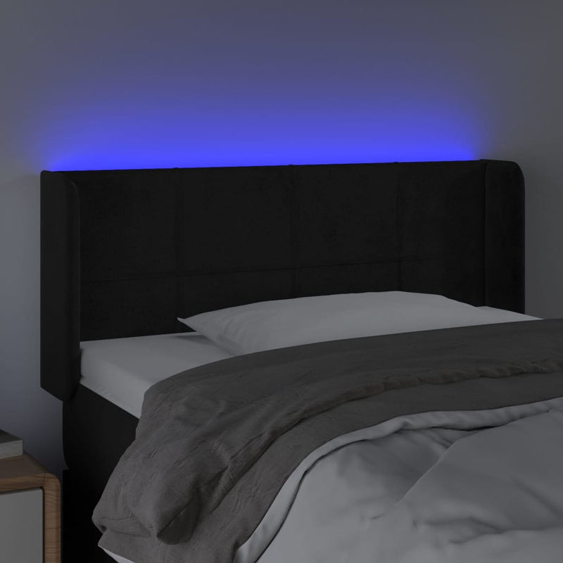 vidaXL fekete bársony LED-es fejtámla 93 x 16 x 78/88 cm