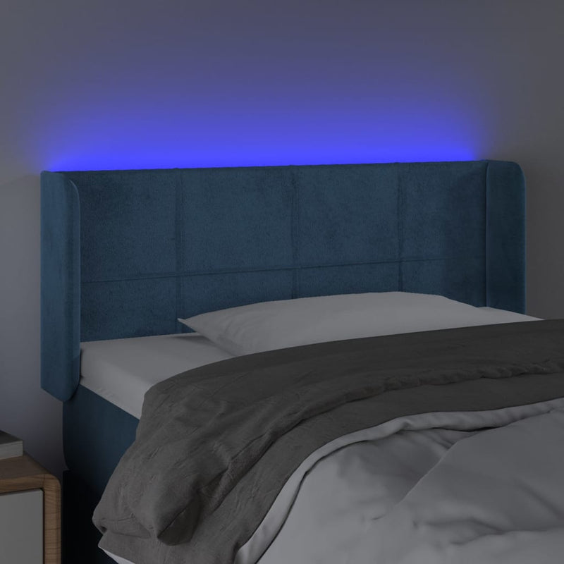 vidaXL sötétkék bársony LED-es fejtámla 93 x 16 x 78/88 cm