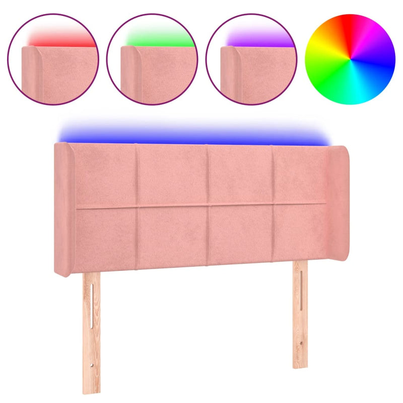 vidaXL rózsaszín bársony LED-es fejtámla 93x16x78/88 cm