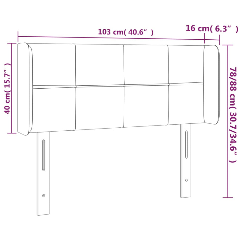 vidaXL sötétszürke bársony LED-es fejtámla 103 x 16 x 78/88 cm