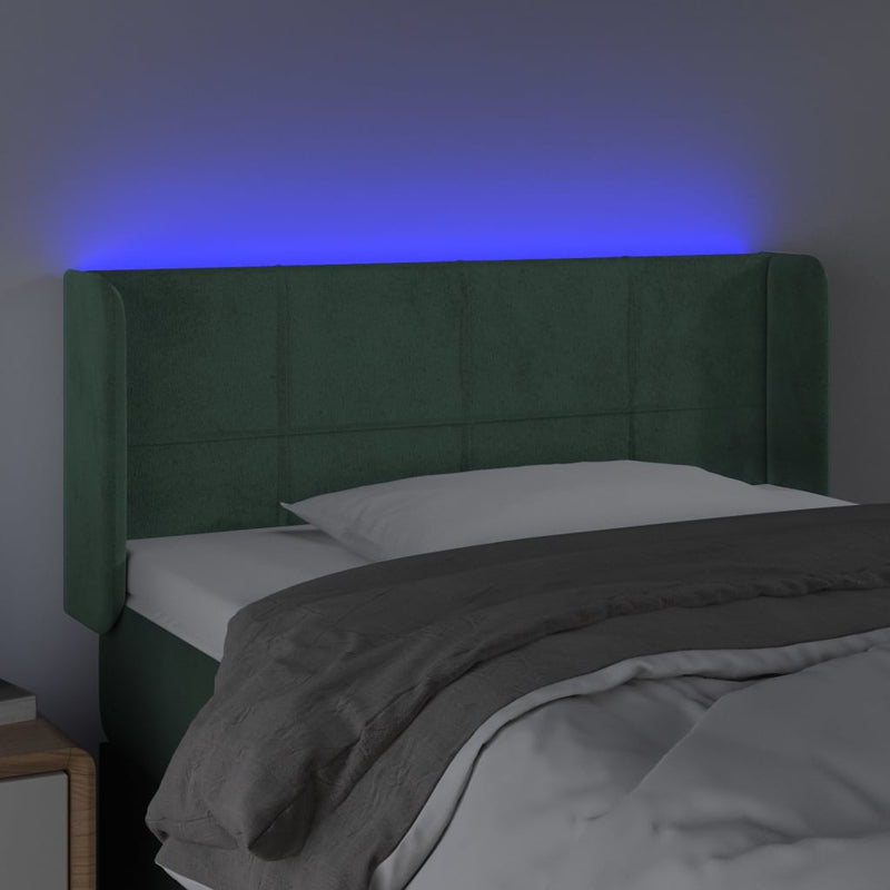 vidaXL sötétzöld bársony LED-es fejtámla 103 x 16 x 78/88 cm