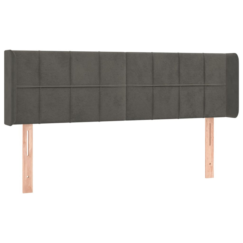 vidaXL sötétszürke bársony LED-es fejtámla 147 x 16 x 78/88 cm