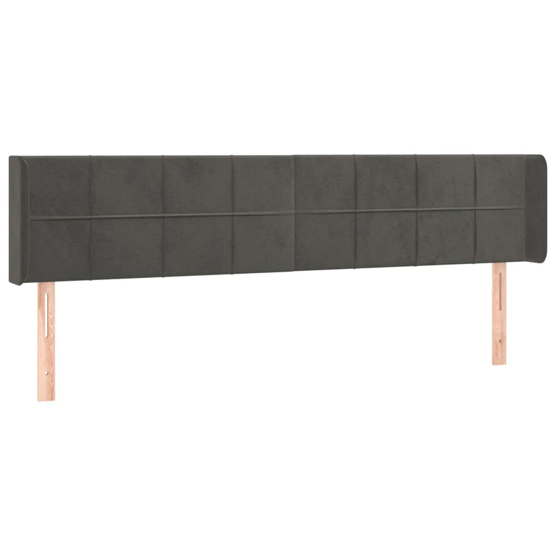 vidaXL sötétszürke bársony LED-es fejtámla 163 x 16 x 78/88 cm