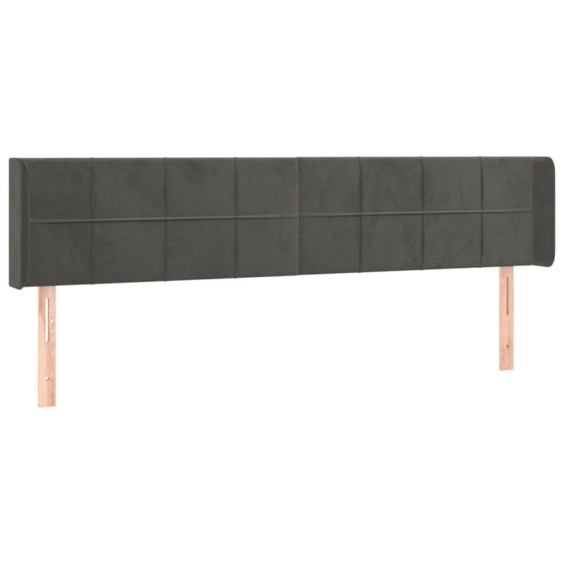 vidaXL sötétszürke bársony LED-es fejtámla 183 x 16 x 78/88 cm