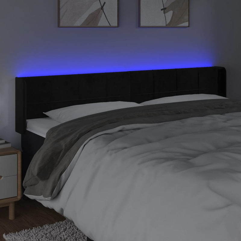 vidaXL fekete bársony LED-es fejtámla 183 x 16 x 78/88 cm