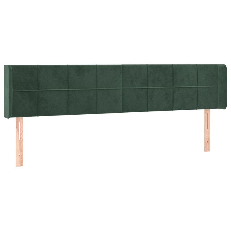 vidaXL sötétzöld bársony LED-es fejtámla 183 x 16 x 78/88 cm