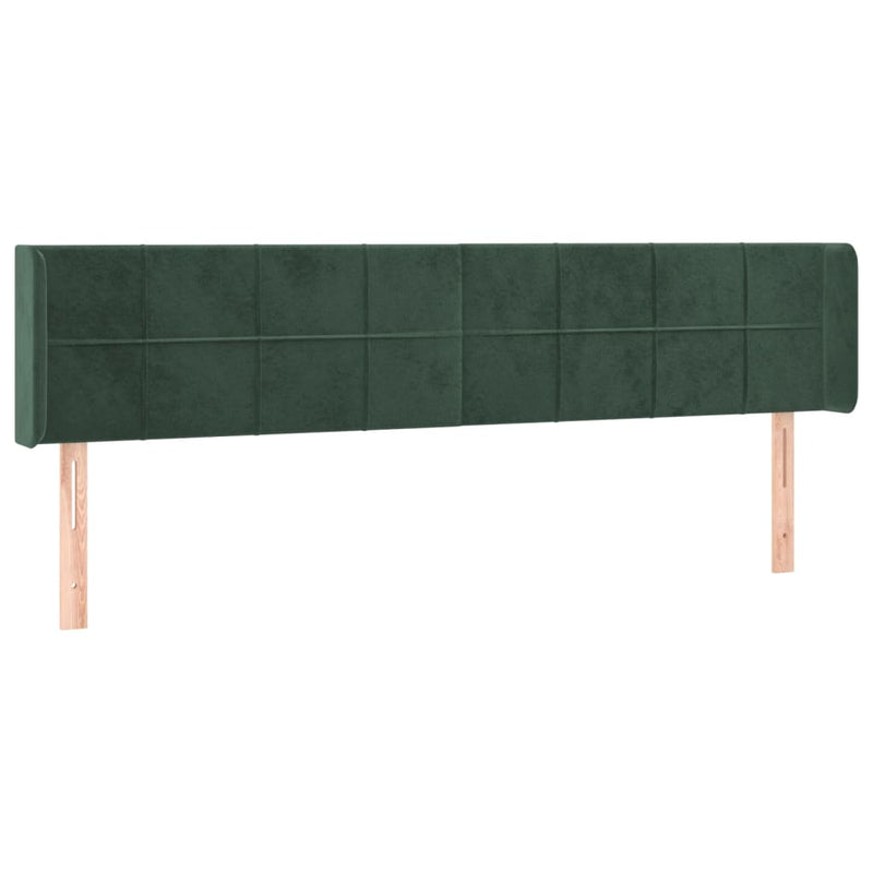 vidaXL sötétzöld bársony LED-es fejtámla 203 x 16 x 78/88 cm