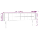 vidaXL sötétkék bársony LED-es fejtámla 203 x 16 x 78/88 cm