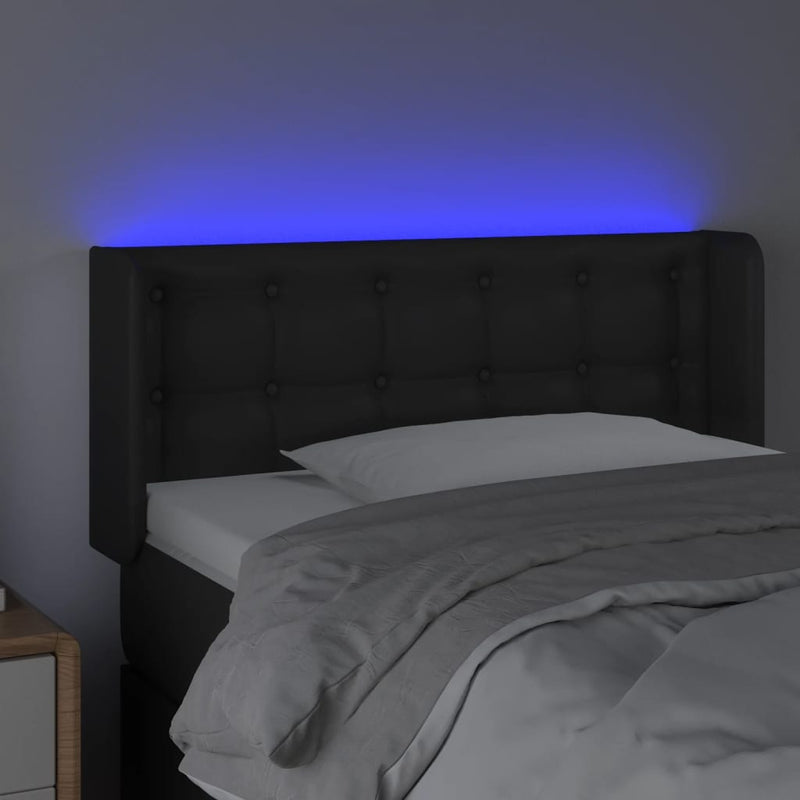 vidaXL fekete műbőr LED-es fejtámla 83 x 16 x 78/88 cm