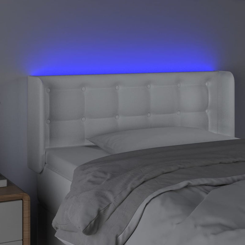 vidaXL fehér műbőr LED-es fejtámla 83x16x78/88 cm