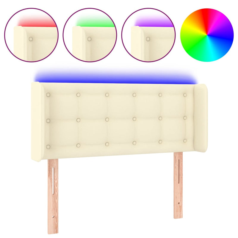 vidaXL krémszínű műbőr LED-es fejtámla 93 x 16 x 78/88 cm
