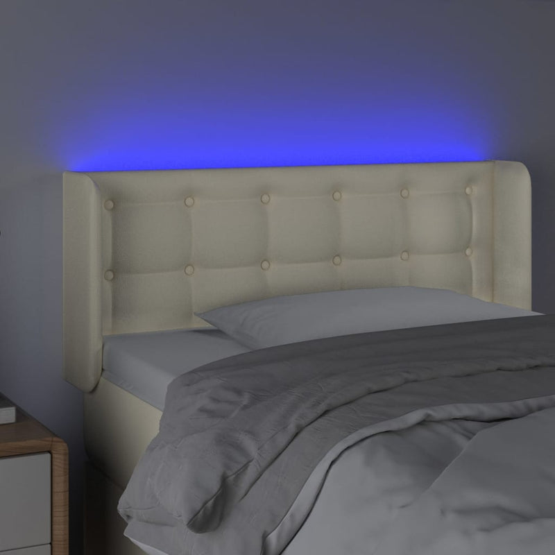 vidaXL krémszínű műbőr LED-es fejtámla 93 x 16 x 78/88 cm