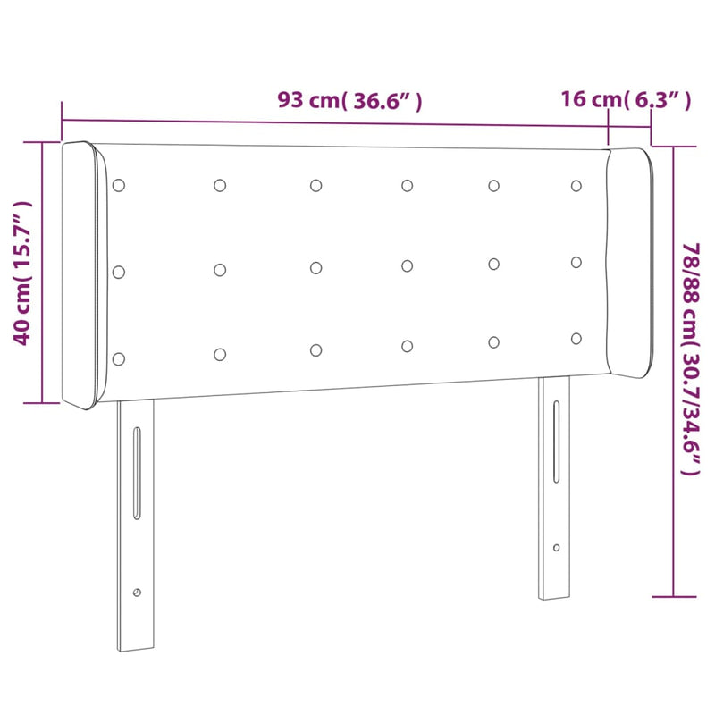 vidaXL krémszínű műbőr LED-es fejtámla 93 x 16 x 78/88 cm