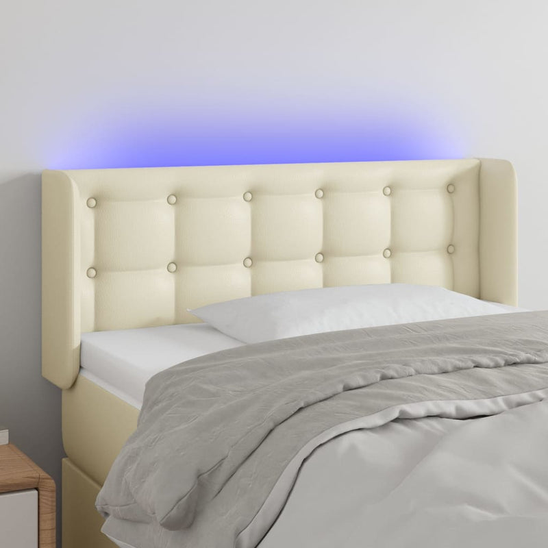 vidaXL krémszínű műbőr LED-es fejtámla 93 x 16 x 78/88 cm