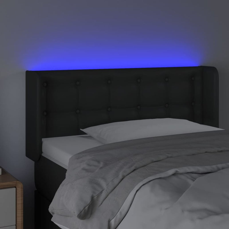 vidaXL fekete műbőr LED-es fejtámla 103 x 16 x 78/88 cm