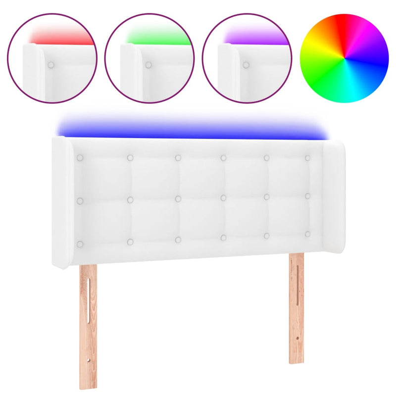 vidaXL fehér műbőr LED-es fejtámla 103x16x78/88 cm