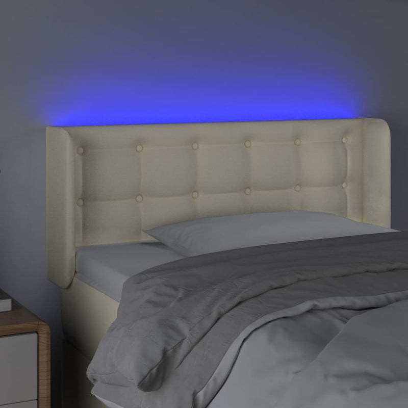vidaXL krémszínű műbőr LED-es fejtámla 103 x 16 x 78/88 cm