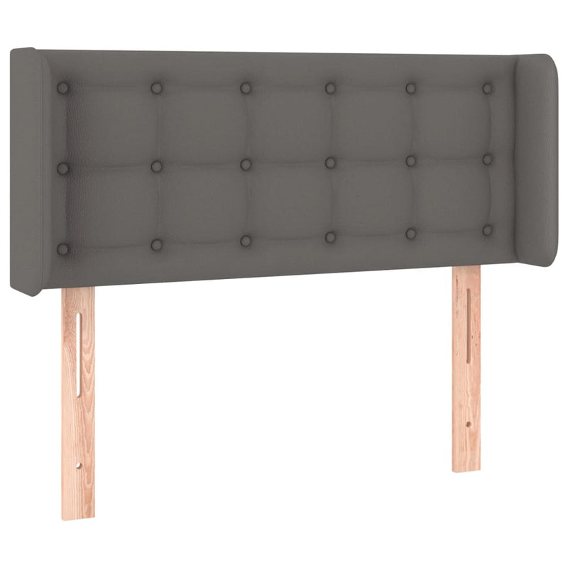 vidaXL szürke műbőr LED-es fejtámla szárnyakkal 103x16x78/88 cm