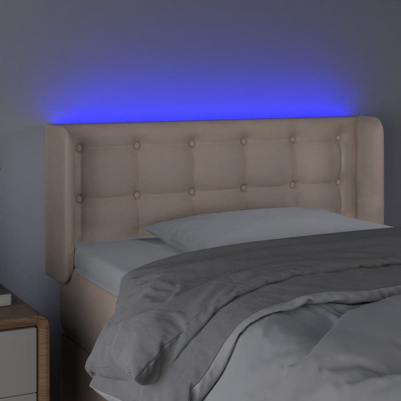 vidaXL cappuccino színű műbőr LED-es fejtámla 103x16x78/88 cm