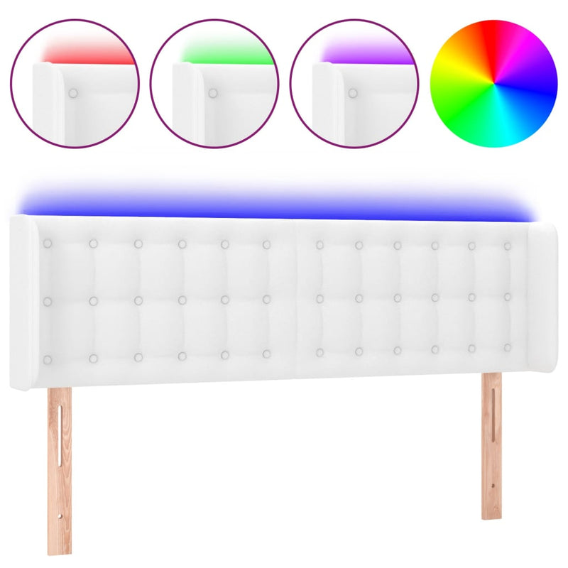 vidaXL fehér műbőr LED-es fejtámla 147x16x78/88 cm