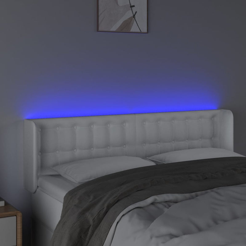 vidaXL fehér műbőr LED-es fejtámla 147x16x78/88 cm