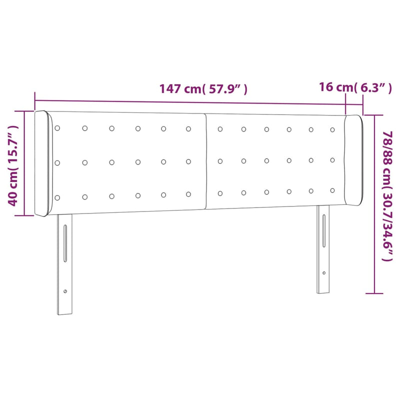 vidaXL krémszínű műbőr LED-es fejtámla 147 x 16 x 78/88 cm