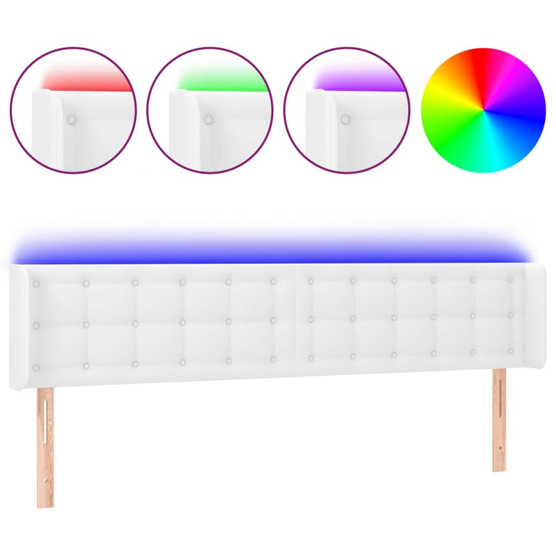 vidaXL fehér műbőr LED-es fejtámla 163x16x78/88 cm