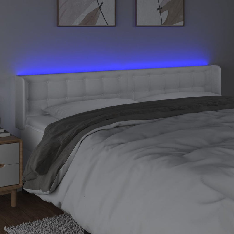 vidaXL fehér műbőr LED-es fejtámla 163x16x78/88 cm