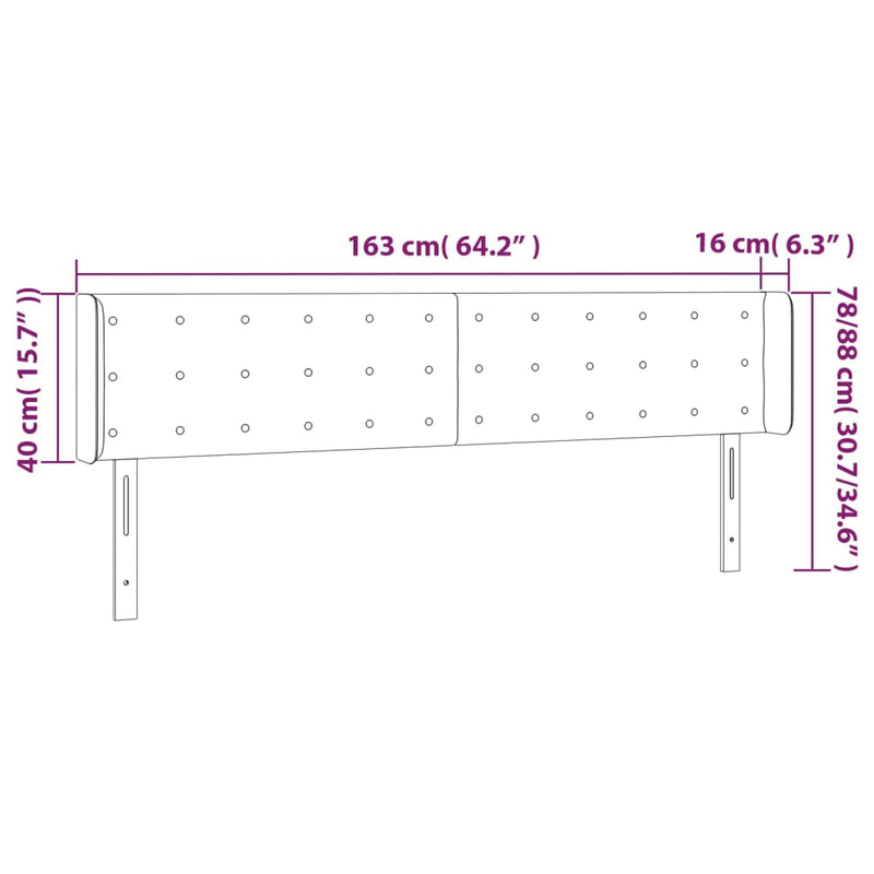 vidaXL krémszínű műbőr LED-es fejtámla 163 x 16 x 78/88 cm