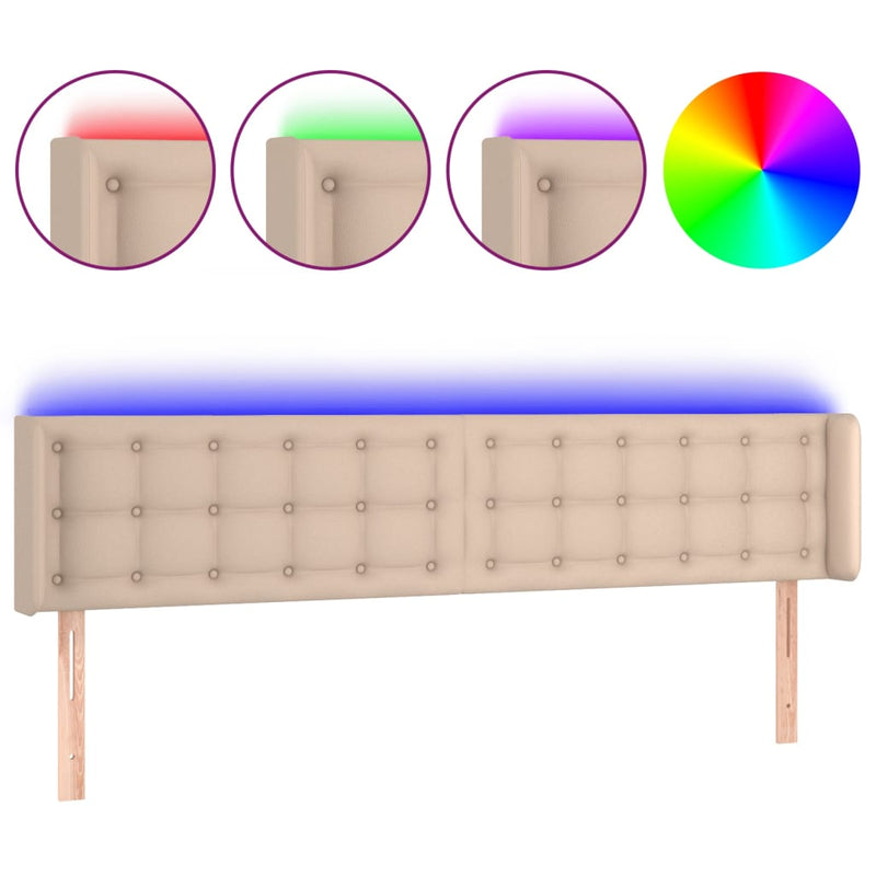 vidaXL cappuccino színű műbőr LED-es fejtámla 163x16x78/88 cm
