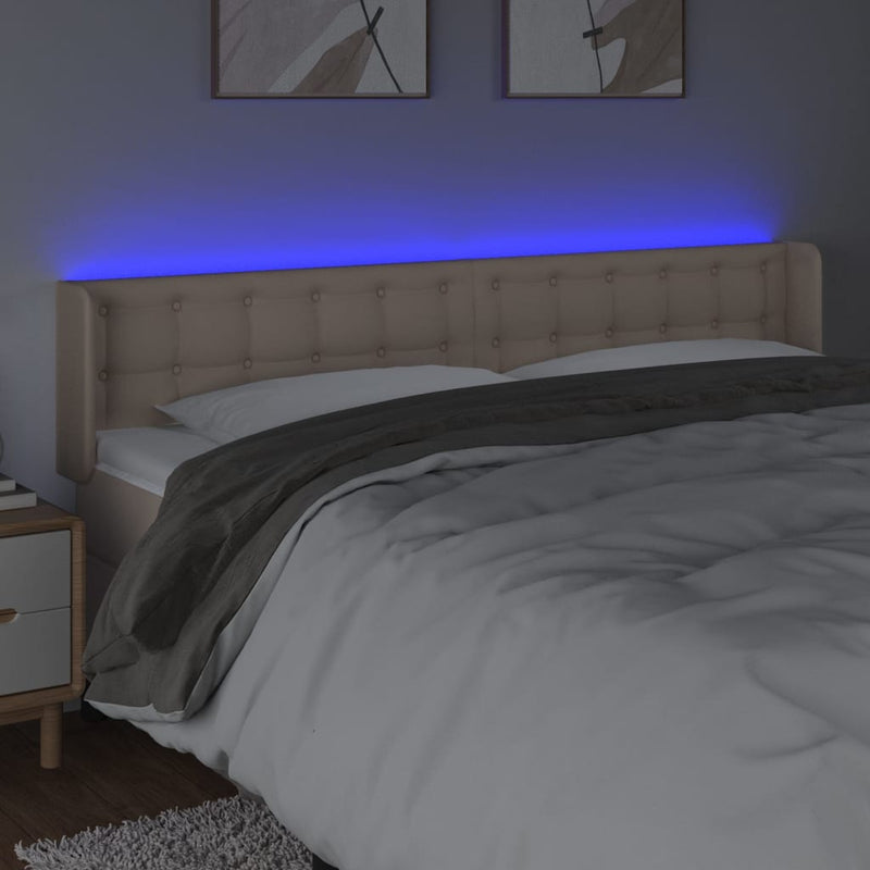 vidaXL cappuccino színű műbőr LED-es fejtámla 163x16x78/88 cm