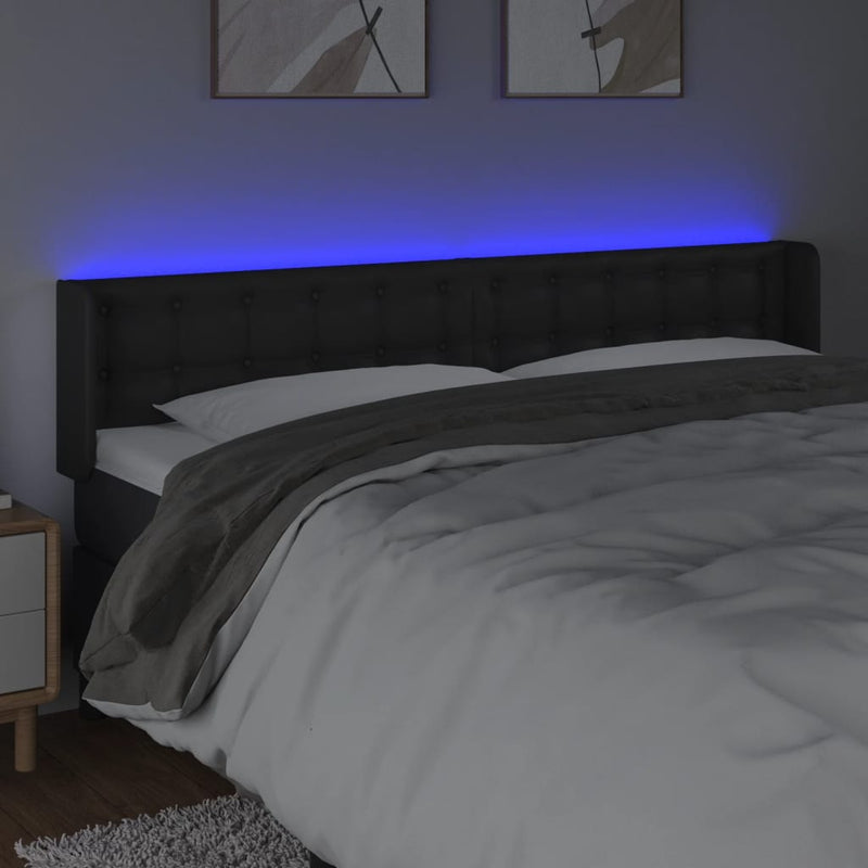 vidaXL fekete műbőr LED-es fejtámla 183 x 16 x 78/88 cm