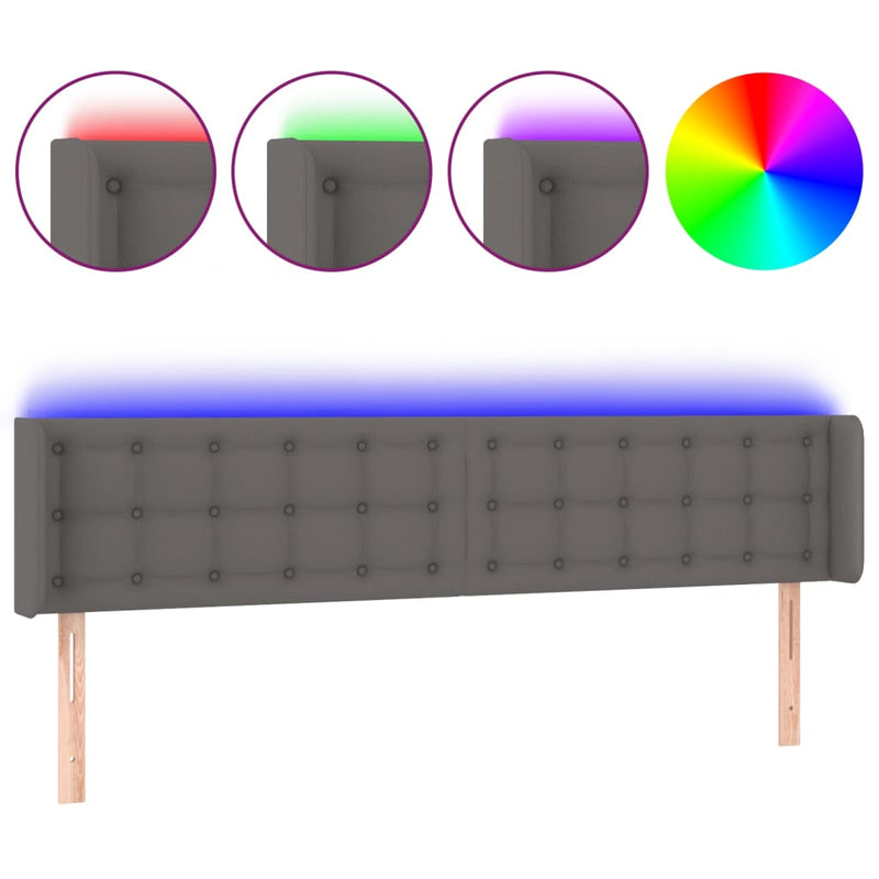 vidaXL szürke műbőr LED-es fejtámla 183x16x78/88 cm