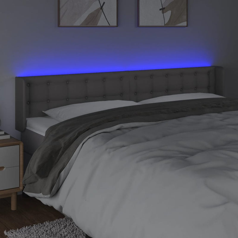 vidaXL szürke műbőr LED-es fejtámla 183x16x78/88 cm