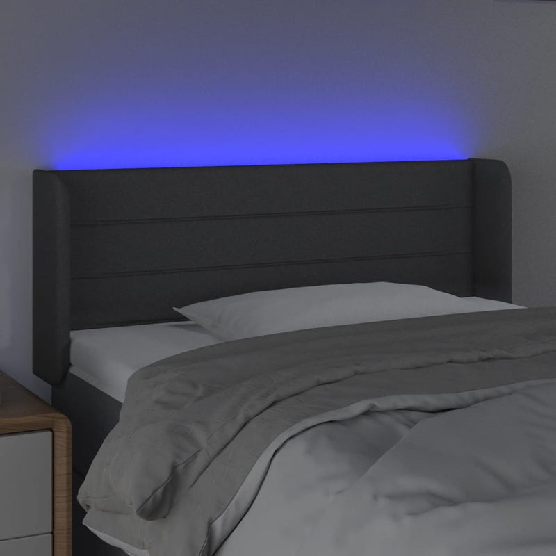 vidaXL sötétszürke szövet LED-es fejtámla 83 x 16 x 78/88 cm