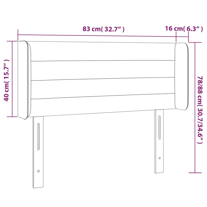 vidaXL fekete szövet LED-es fejtámla 83 x 16 x 78/88 cm