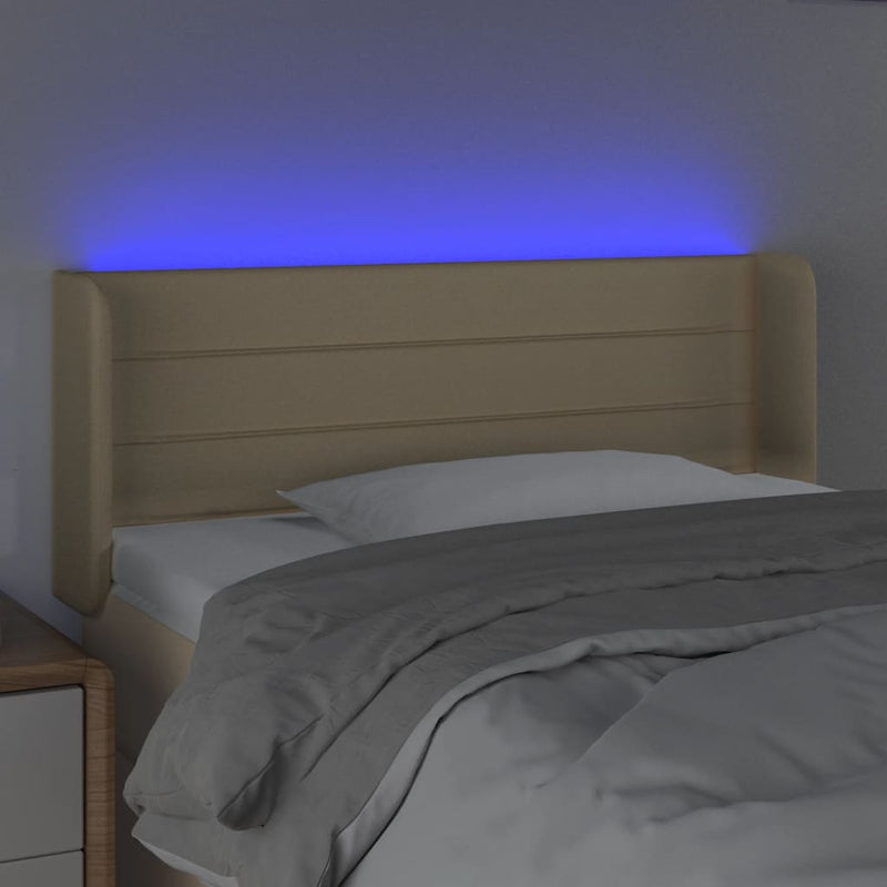 vidaXL krémszínű szövet LED-es fejtámla 83 x 16 x 78/88 cm