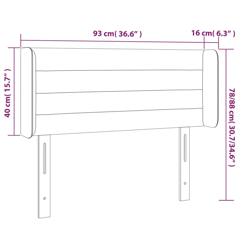 vidaXL fekete szövet LED-es fejtámla 93 x 16 x 78/88 cm