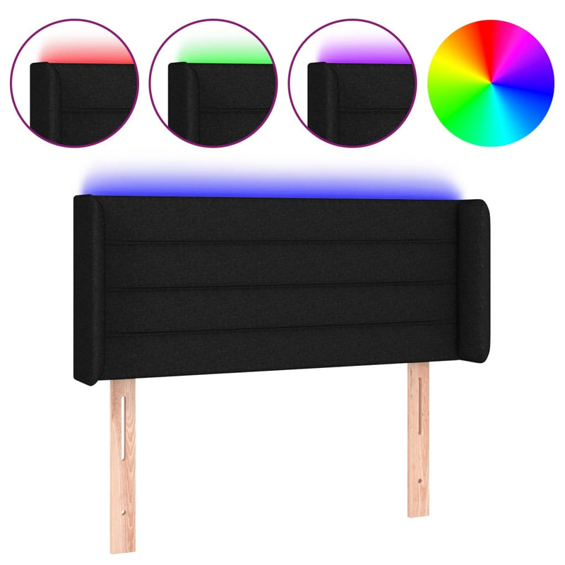 vidaXL fekete szövet LED-es fejtámla 103 x 16 x 78/88 cm