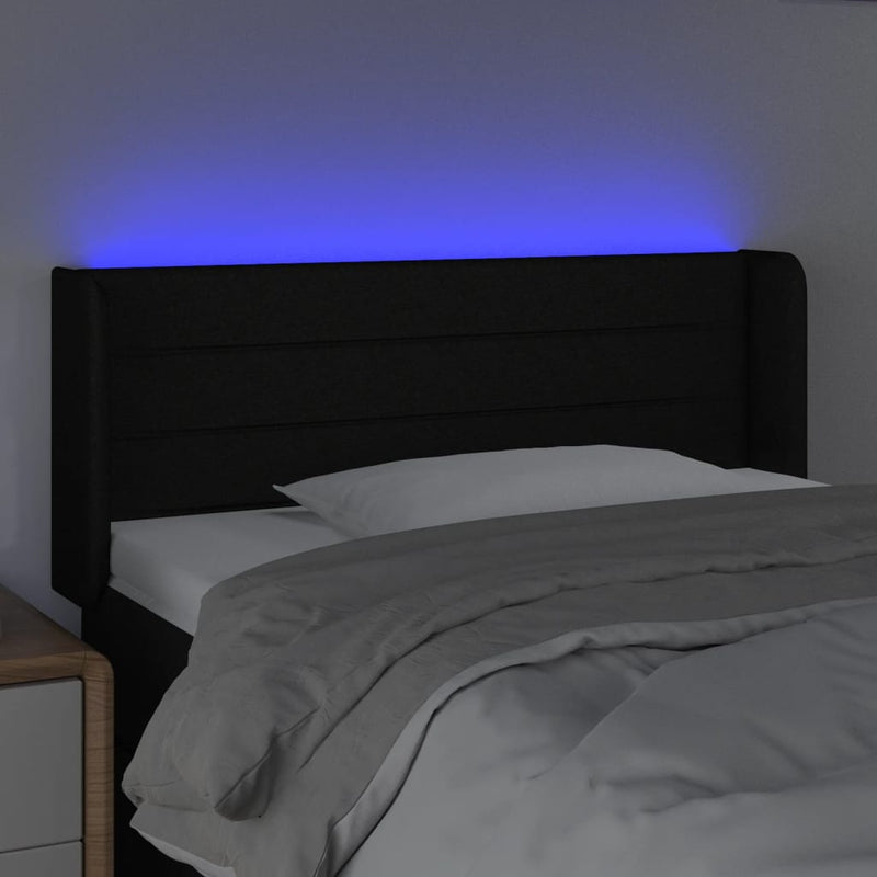 vidaXL fekete szövet LED-es fejtámla 103 x 16 x 78/88 cm