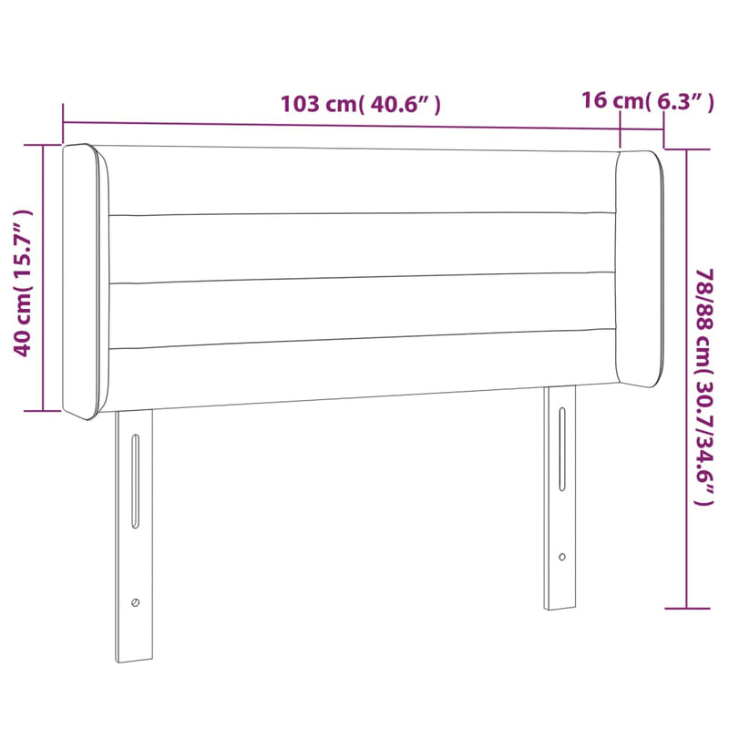 vidaXL tópszínű szövet LED-es fejtámla 103 x 16 x 78/88 cm