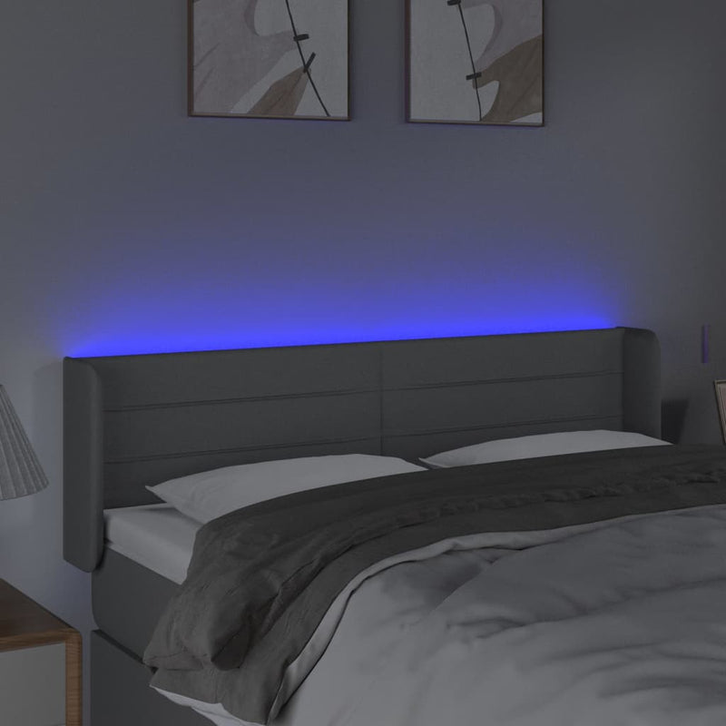 vidaXL világosszürke szövet LED-es fejtámla 147 x 16 x 78/88 cm