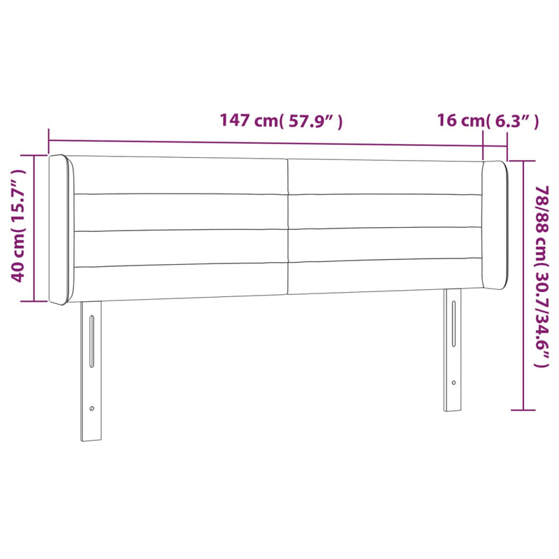 vidaXL sötétbarna szövet LED-es fejtámla 147 x 16 x 78/88 cm