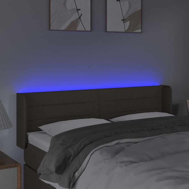 vidaXL tópszínű szövet LED-es fejtámla 147 x 16 x 78/88 cm