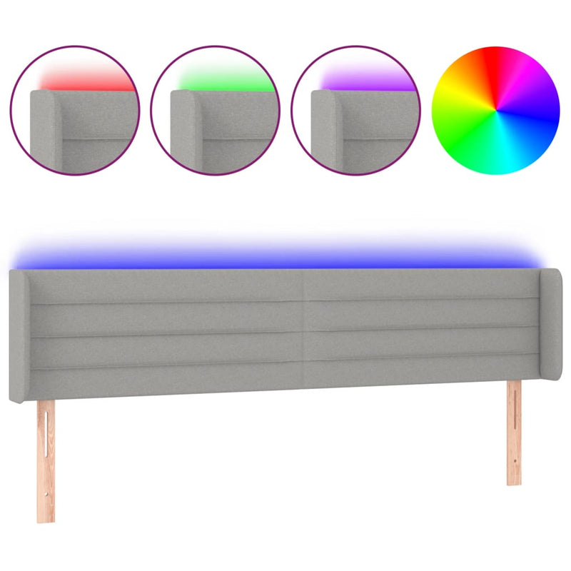vidaXL világosszürke szövet LED-es fejtámla 163 x 16 x 78/88 cm