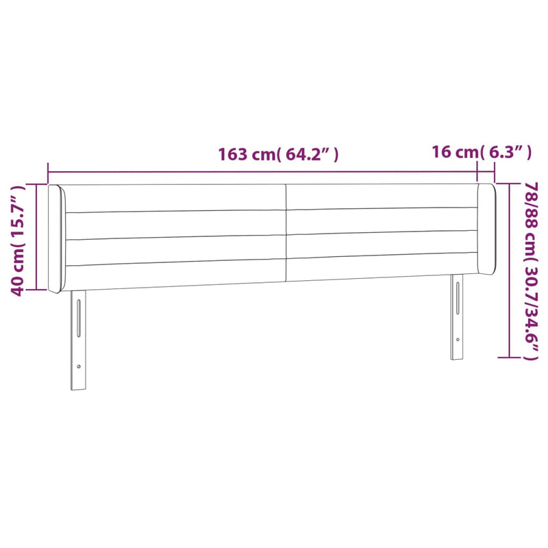 vidaXL világosszürke szövet LED-es fejtámla 163 x 16 x 78/88 cm