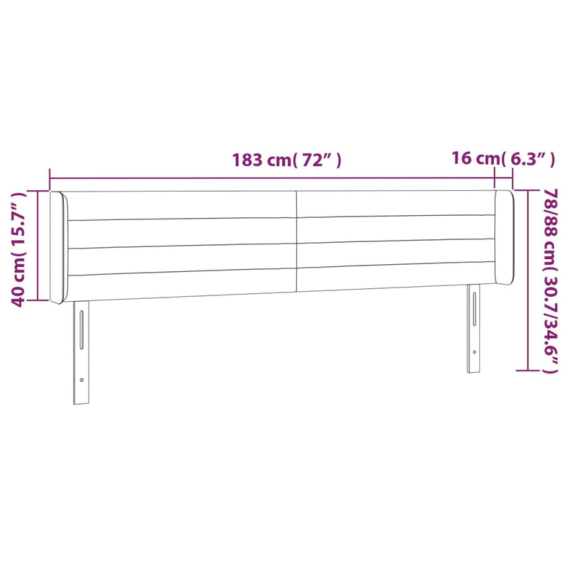 vidaXL sötétbarna szövet LED-es fejtámla 183 x 16 x 78/88 cm