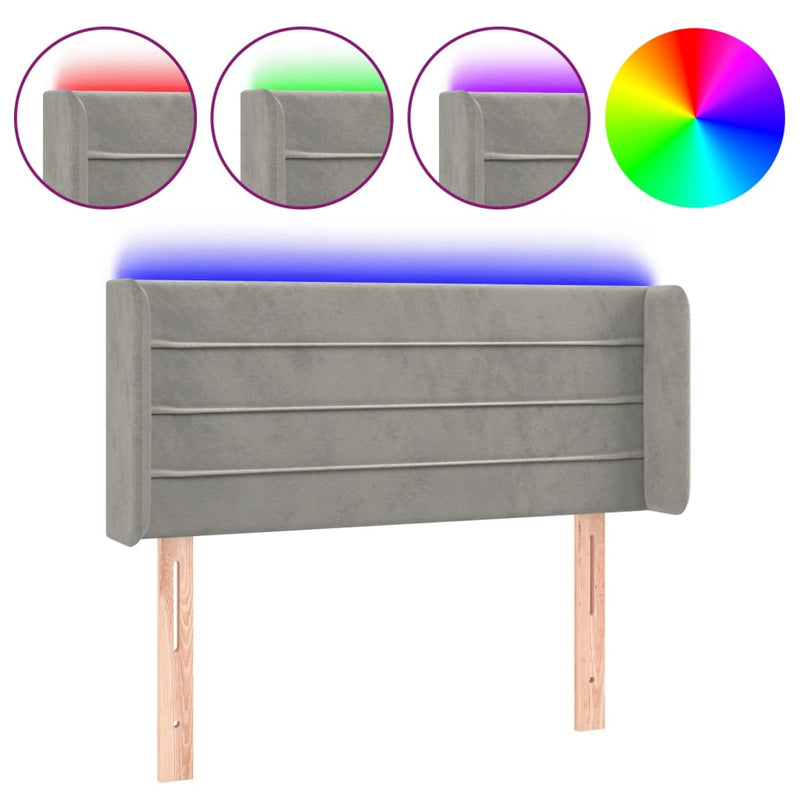 vidaXL világosszürke bársony LED-es fejtámla 83 x 16 x 78/88 cm