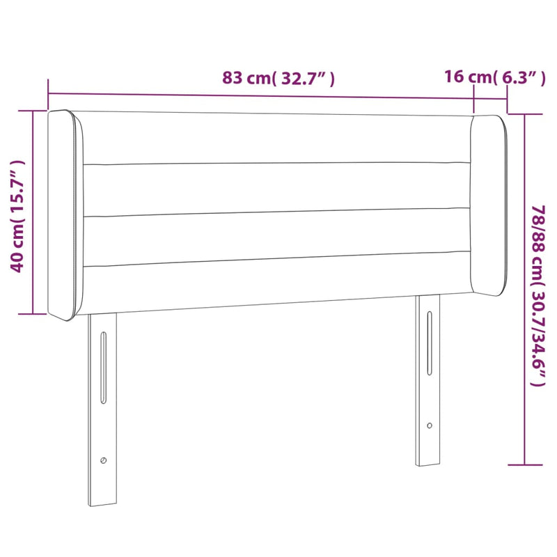 vidaXL sötétszürke bársony LED-es fejtámla 83 x 16 x 78/88 cm